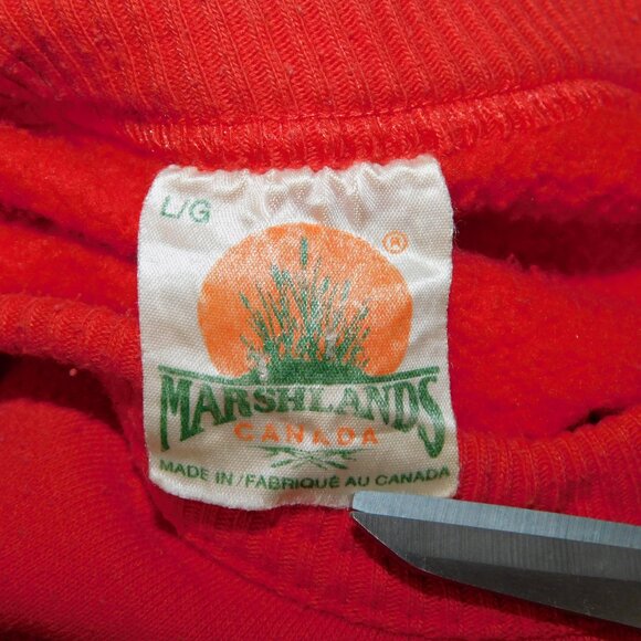 Vintage Marshlands Canada Red Embroidered Loon Bird Crewneck Sweatshirt Mens L - Picture 4 of 7